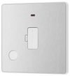 PCDBS54W Front - This Evolve Brushed Steel 13A fused and unswitched connection unit from British General provides an outlet from the mains containing the fuse, ideal for spur circuits and hardwired appliances.