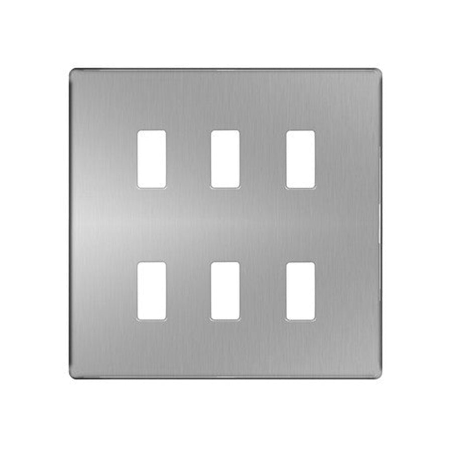 BG Nexus GFPC6 Grid Polished Chrome Screwless 6 Gang Front Plate