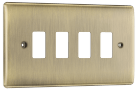 BG RNAB4 Nexus Metal Antique Brass 4 Module Grid Front Plate