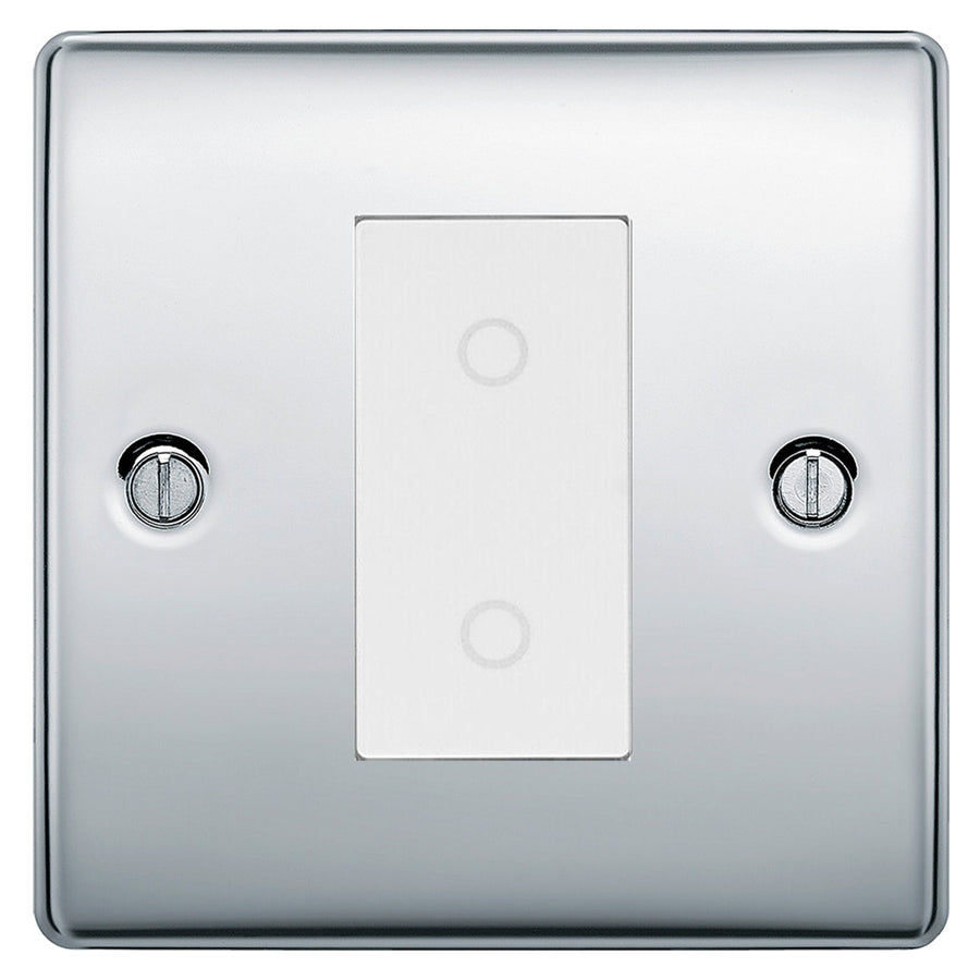 BG Nexus Polished Chrome Single Master Touch Dimmer Switch White Insert NPCTDM1W