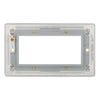 BG Screwless Brushed Steel Satin Double 4 Gang Brush Cable Wall Plate TV Black