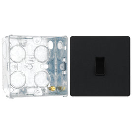 BG Evolve Matt Black 1 Gang 20A 16AX Intermediate Light Switch PCDMB13B with 35mm Steel Back Box