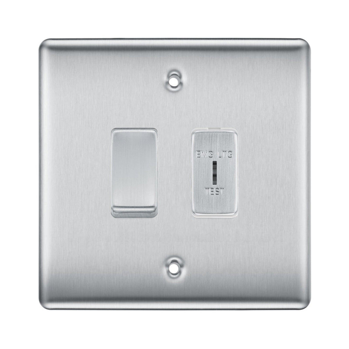 BG Brushed Steel 2 Gang EMG LTG TEST Key Switch with 2 Wa...– The ...