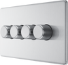 FBS84 Side - This trailing edge quadruple dimmer switch from British General allows you to control your light levels and set the mood. The intelligent electronic circuit monitors the connected load and provides a soft-start with protection against thermal.