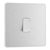 BG Evolve Brushed Steel 20A 16AX 2 Way Single Light Switch PCDBS12W with 25mm Steel Back Box