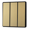 BG Evolve Satin Brass 2 Way Triple Edge to Edge Rocker Switch PCDSB43EB with 25mm Steel Back Box