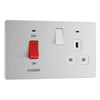 BG Evolve Brushed Steel 45A Switch 13A Switched Socket Cooker Control Unit PCDBS70W with 25mm Steel Back Box