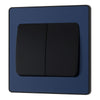 BG Evolve Matt Blue 2G Wide Rocker Light Switch PCDDB42WB with 35mm Steel Back Box