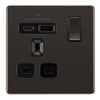 BG FBN21UAC18B Nexus Screwless Flatplate | Black Nickel | 1 Gang 13A 1 Pole 1x USB-A 1x USB-C | Switched Single Socket