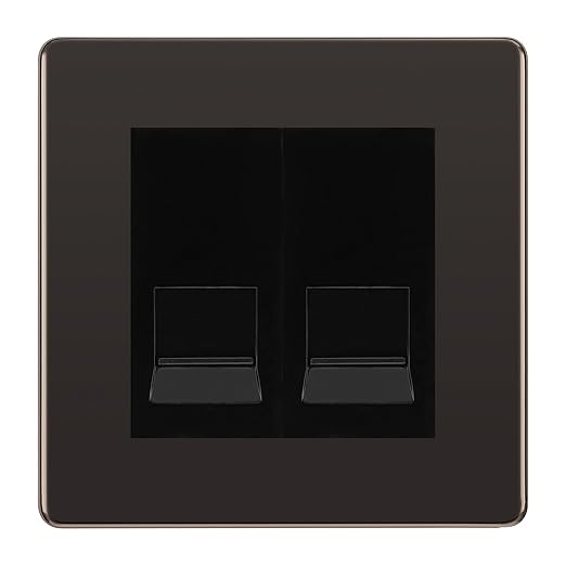 BG Screwless Black Nickel Double IDC Secondary Telephone Socket - Black Insert