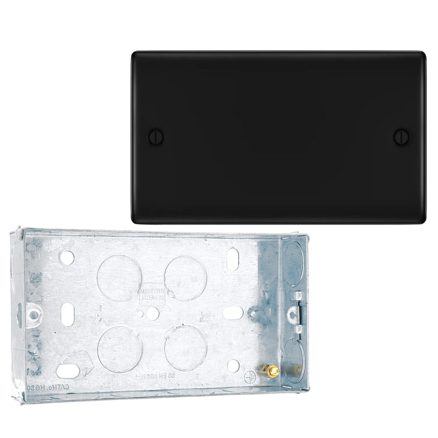 BG Nexus Matt Black Double Blanking Plate NFB95 with 25mm Steel Back Box