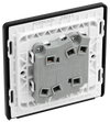 PCDMG42B Back - This Evolve Matt Grey 20A 16AX double light switch from British General can operate 2 different lights, whilst the 2 way switching allows a second switch to be added to the circuit to operate the same light from another location (e.g. at the top and bottom of the stairs).