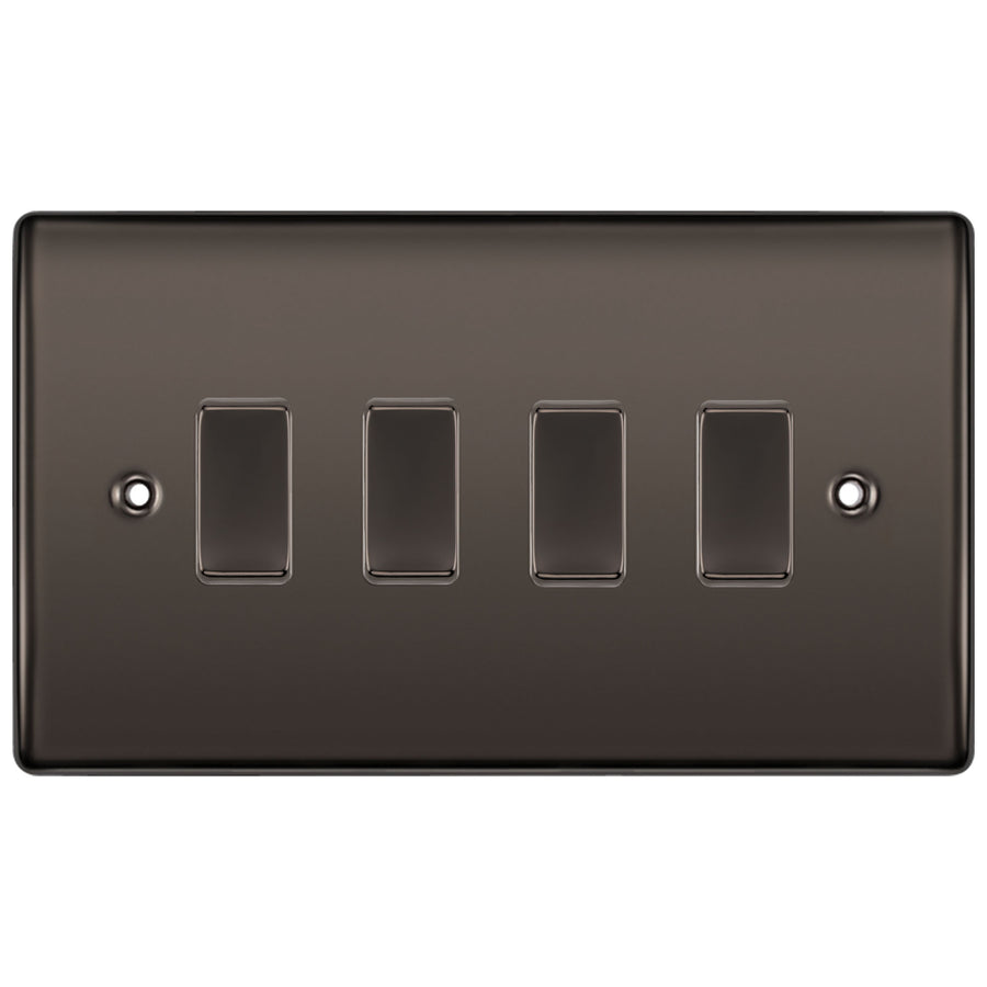 BG Black Nickel 4 Gang Intermediate Custom Grid Light Switch