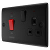 BG Nexus Matt Black 45A Switch 13A Switched Socket Cooker Control Unit NFB70B with 25mm Steel Back Box