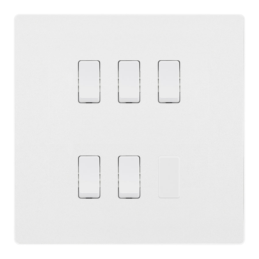 BG Evolve Pearlescent White 5 Gang Intermediate Custom Grid Light Switch