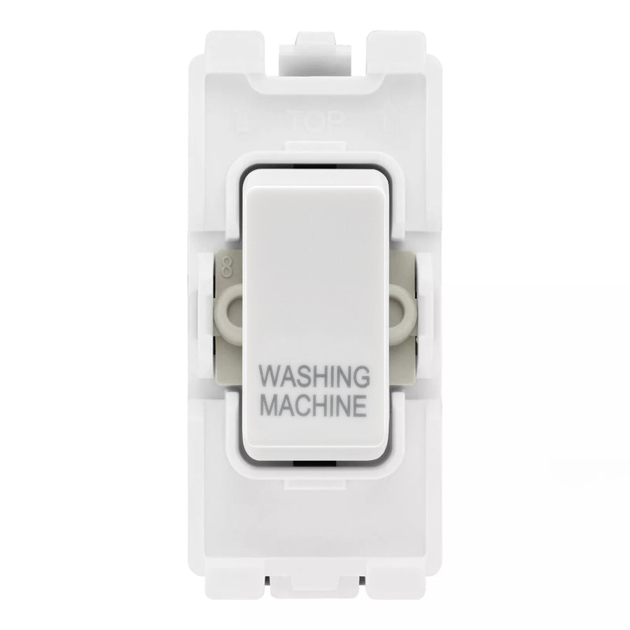 BG RRWMW White 20A DP Appliance Grid Switch Labelled Washing Machine