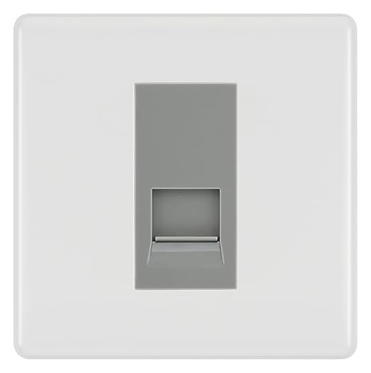 BG White Moulded Single RJ11 Telephone Socket NABRJ111 - Grey Insert