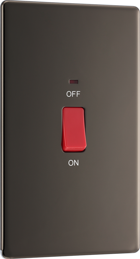 BG FBN72 Nexus Screwless Flat-Plate Cooker Switch Black Nickel Neon 2 Way 45A