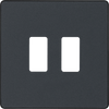 BG RPCDMG2B Evolve Grid Matt Grey 2 Module Square Front Plate - Black Trim