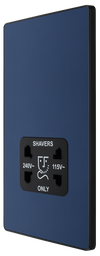 PCDDB20B Side - This Evolve Matt Blue dual voltage shaver socket from British General is suitable for use with 240V and 115V shavers and electric toothbrushes. 