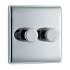 NPC82 Front - This trailing edge double dimmer switch from British General allows you to control your light levels and set the mood. The intelligent electronic circuit monitors the connected load and provides a soft-start with protection against thermal