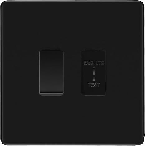 BG Screwless Matt Black 2G Emergency Key Switch with 2 Way Single Pole Switch