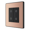 BG Evolve Polished Copper Double Master Touch Dimmer Switch PCDCPTDM2B with 25mm Steel Back Box