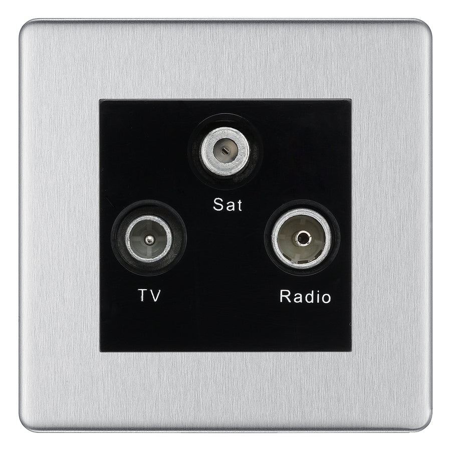 BG Nexus Screwless Brushed Steel TV/FM/SAT Socket FBS67B