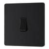 BG Evolve Matt Black 1 Gang 20A 16AX 2 Way Light Switch PCDMB12B with 35mm Steel Back Box