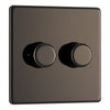 BG Screwless Black Nickel 200W 2 Way Double Trailing Edge Dimmer Switch FBN82 with 35mm Steel Back Box