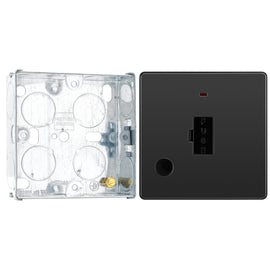 BG Evolve Black Chrome 13A Flex Outlet Neon Unswitched Fused Connection Unit PCDBC54B with 25mm Steel Back Box