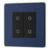 BG Evolve Matt Blue Double Secondary Touch Dimmer Switch PCDDBTDS2B with 35mm Steel Back Box
