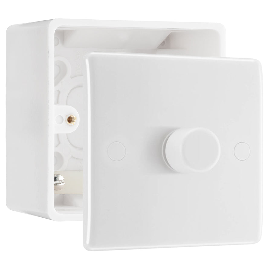 BG Nexus 1 Gang 200W 2 Way Trailing Edge Dimmer Switch & 50mm Pattress Back Box