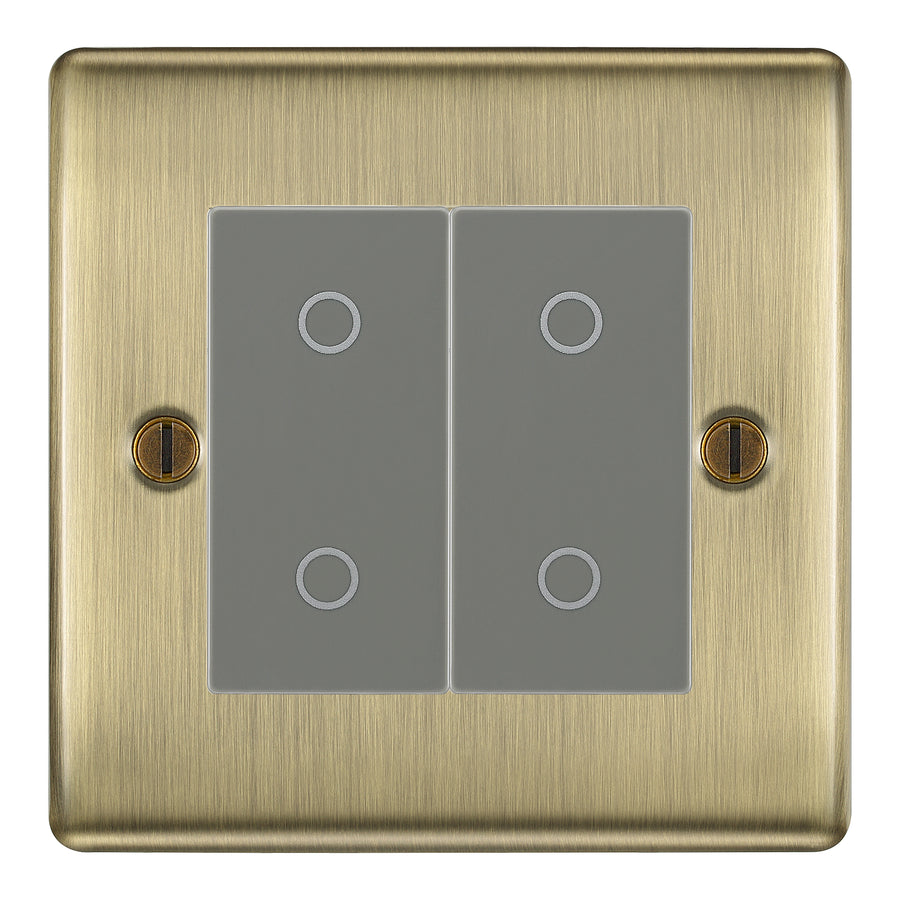 BG Nexus Antique Brass Double Master Touch Dimmer Switch - Grey Insert