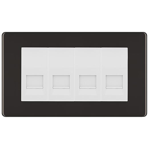 BG Screwless Black Nickel 4 Gang IDC Secondary Telephone Socket - White Insert