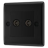 BG Nexus Matt Black Double Isolated Coaxial Socket NFB63 with 25mm Steel Back Box