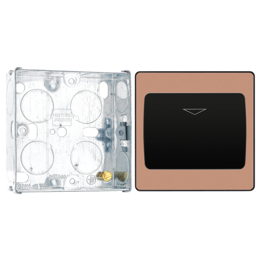 BG Evolve Polished Copper 16A Key Card Switch PCDCPKYCSB with 25mm Steel Back Box