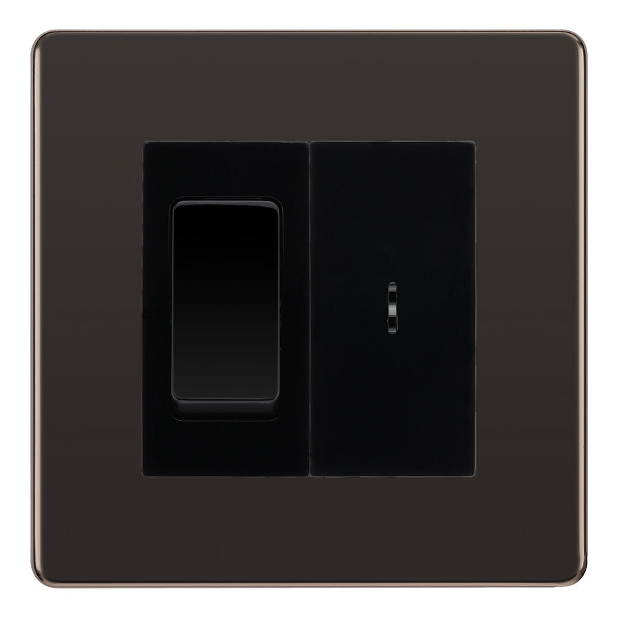BG Screwless Black Nickel 2 Way Single Pole Key Switch with 2 Way Single Pole Switch, Key Included - Black Insert