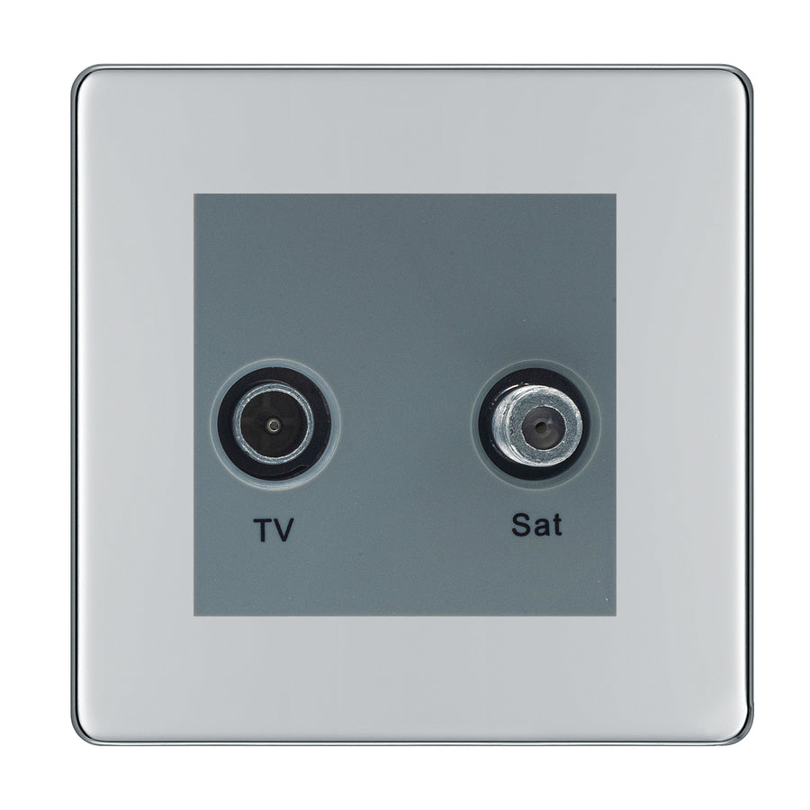 BG Screwless Polished Chrome TV & Satellite Socket FPCTVSATG