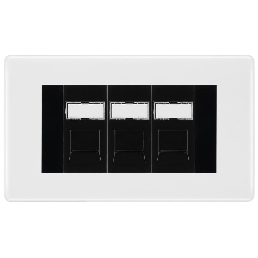 Data Outlet Insert BG White Moulded 3 Gang RJ45 Cat6 Data Socket Outlet Black Inserts ...