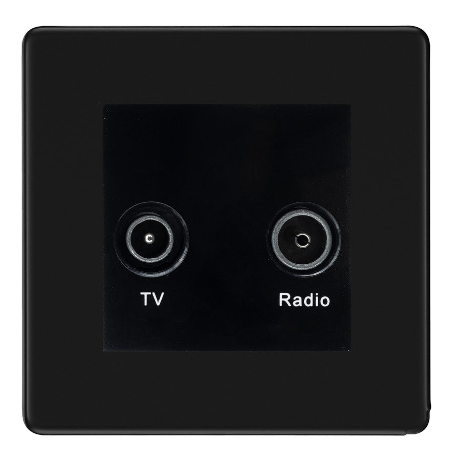 BG Screwless Matt Black TV & FM Socket FFB66B