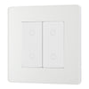 BG Evolve Pearlescent White Double Secondary Touch Dimmer Switch PCDCLTDS2W with 35mm Steel Back Box