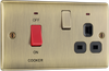 NAB70B Front - This 45A cooker control unit from British General includes a 13A socket for an additional appliance outlet, and has flush LED indicators above the socket and switch.