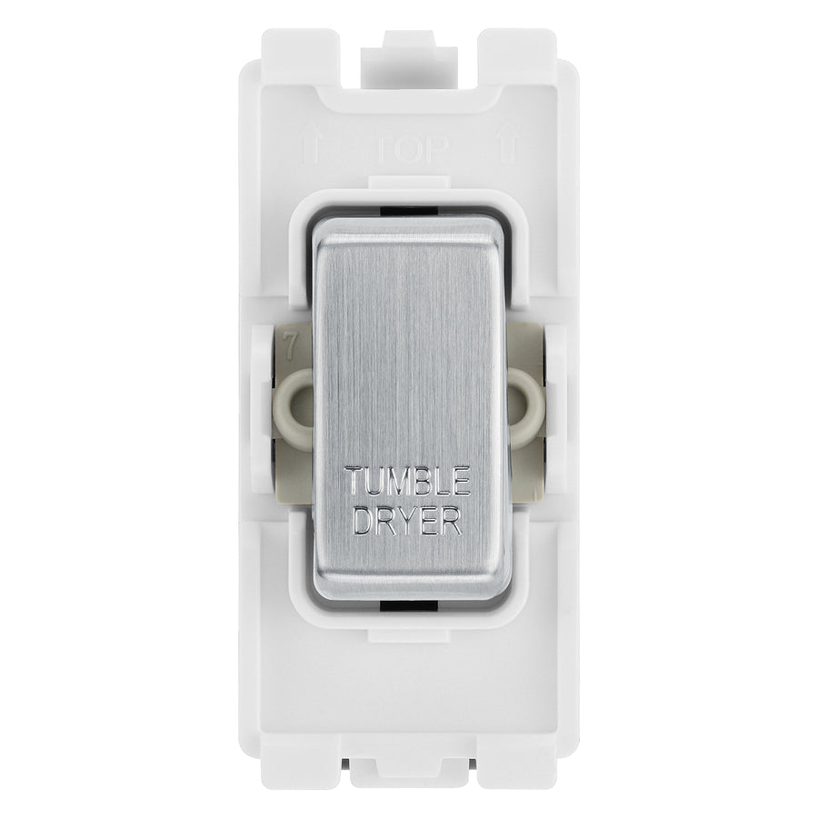 BG RRTDBS Brushed Steel 20 Amp Double Pole Appliance Grid Switch Labelled Tumble Dryer