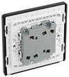 PCDCP42B Back - This Evolve Polished Copper 20A 16AX double light switch from British General can operate 2 different lights, whilst the 2 way switching allows a second switch to be added to the circuit to operate the same light from another location (e.g. at the top and bottom of the stairs).