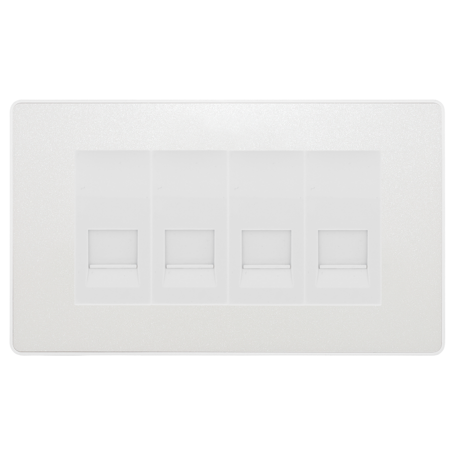BG Evolve Pearlescent White 4 Gang Secondary Telephone Socket, Screw Terminal - White Insert