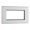 BG Screwless Brushed Steel Satin Double 4 Gang Brush Cable Wall Plate TV Black