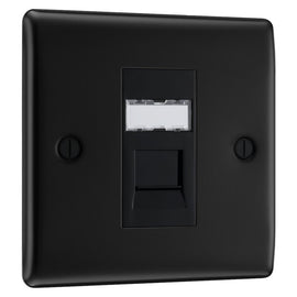 BG Nexus Matt Black 1 Gang RJ45 Single Data Outlet NFBRJ451 with 35mm Steel Back Box