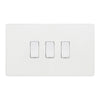 BG Evolve Pearlescent White 3 Gang Custom Grid Light Switch Double Format