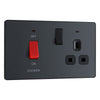BG Evolve Matt Grey 45A Switch 13A Switched Socket Cooker Control Unit PCDMG70B with 25mm Steel Back Box